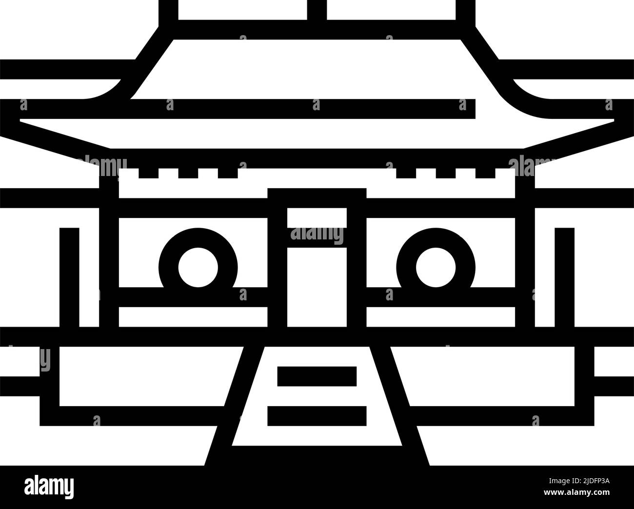 shaolin monastery linea icona vettore illustrazione Illustrazione Vettoriale