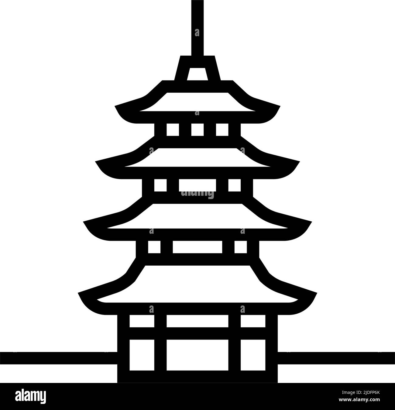 immagine vettoriale dell'icona della linea di costruzione della pagoda asia Illustrazione Vettoriale