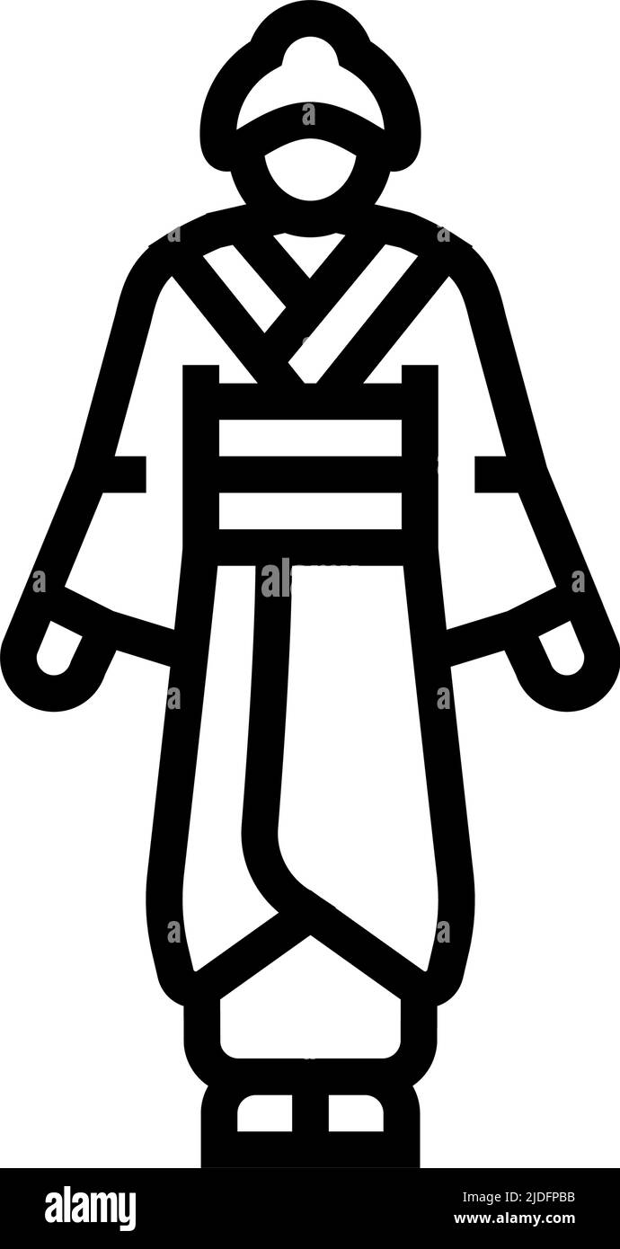 geisha donna linea icona vettore illustrazione Illustrazione Vettoriale