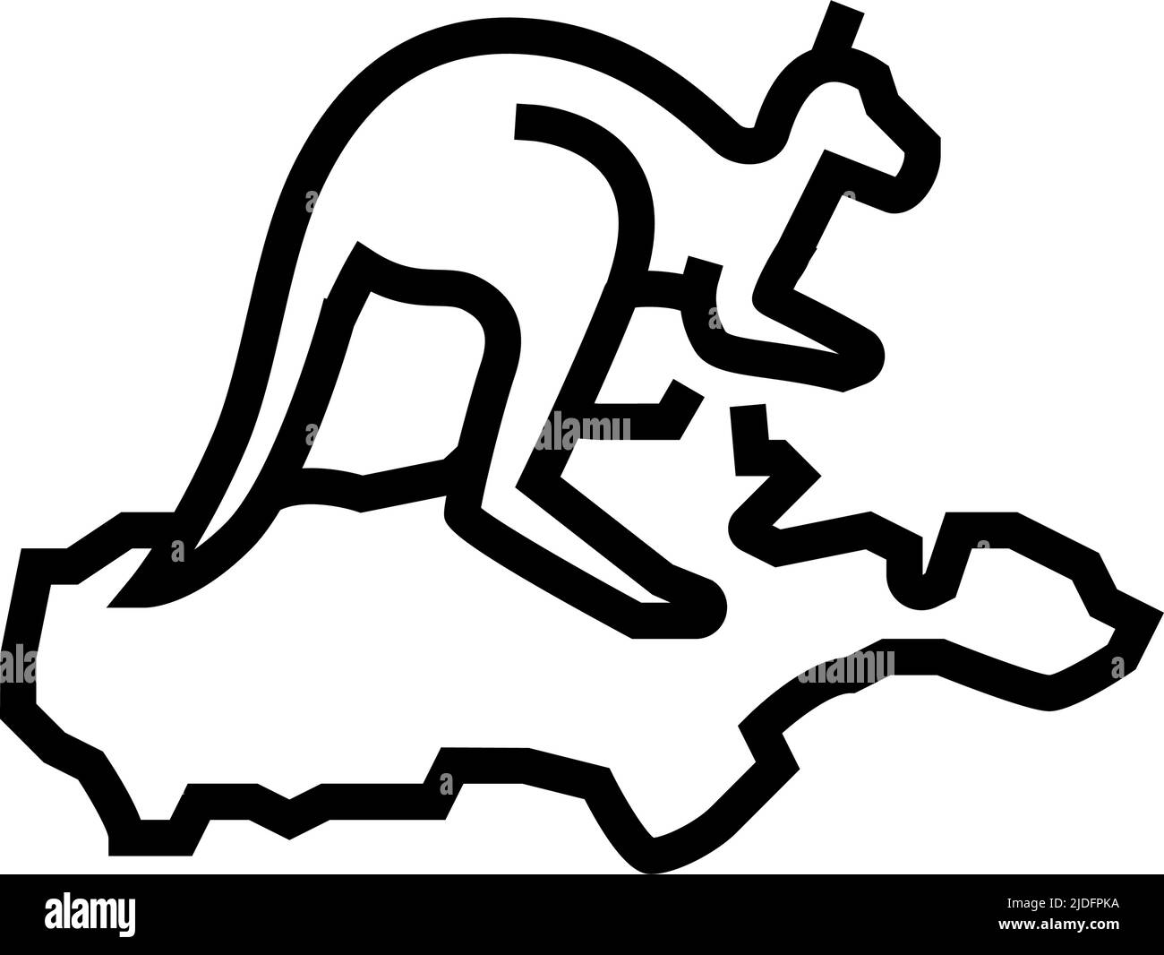illustrazione vettoriale dell'icona della linea dell'isola di kangaroo Illustrazione Vettoriale