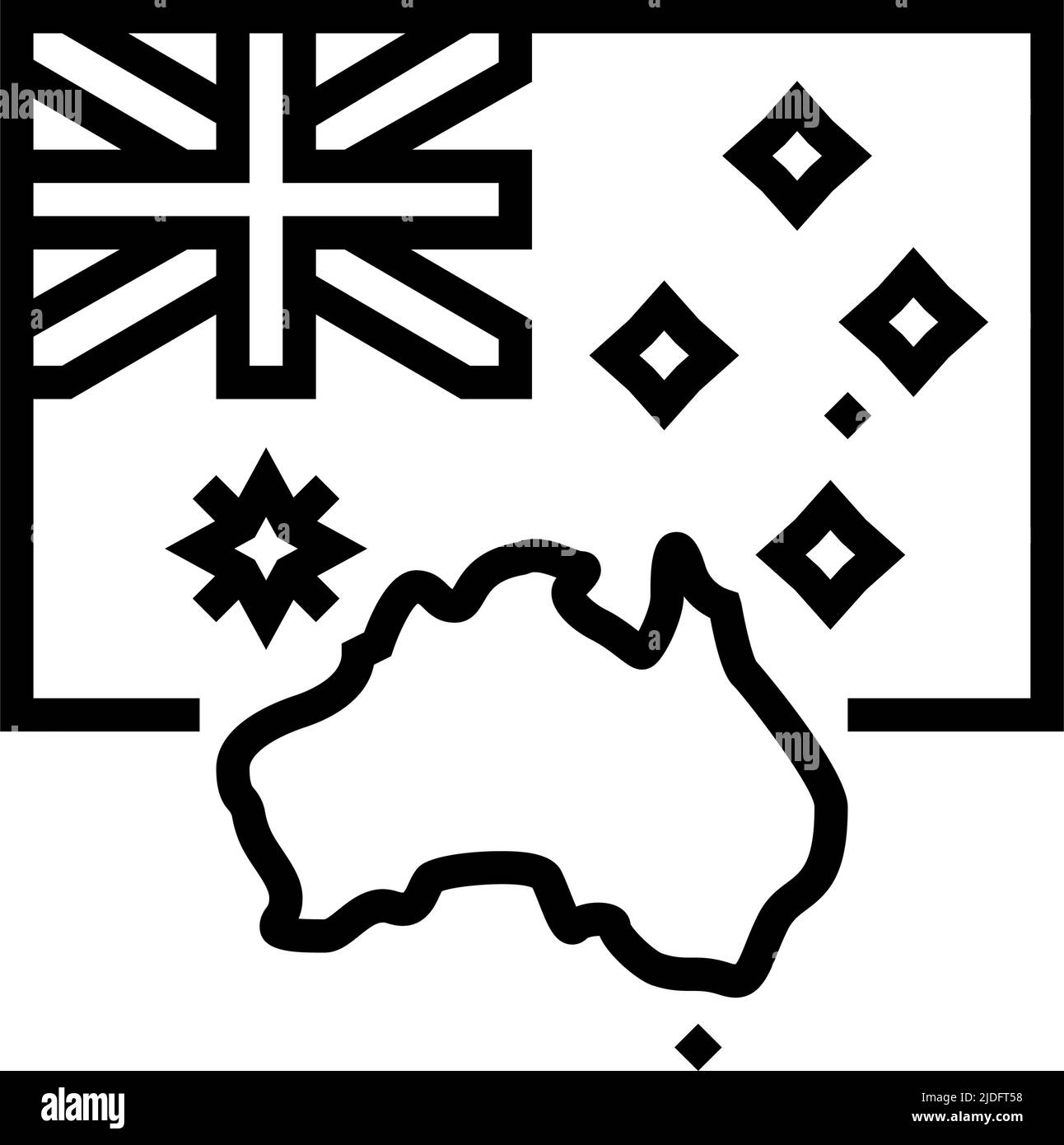 immagine vettoriale dell'icona della linea di bandiera del paese dell'australia Illustrazione Vettoriale