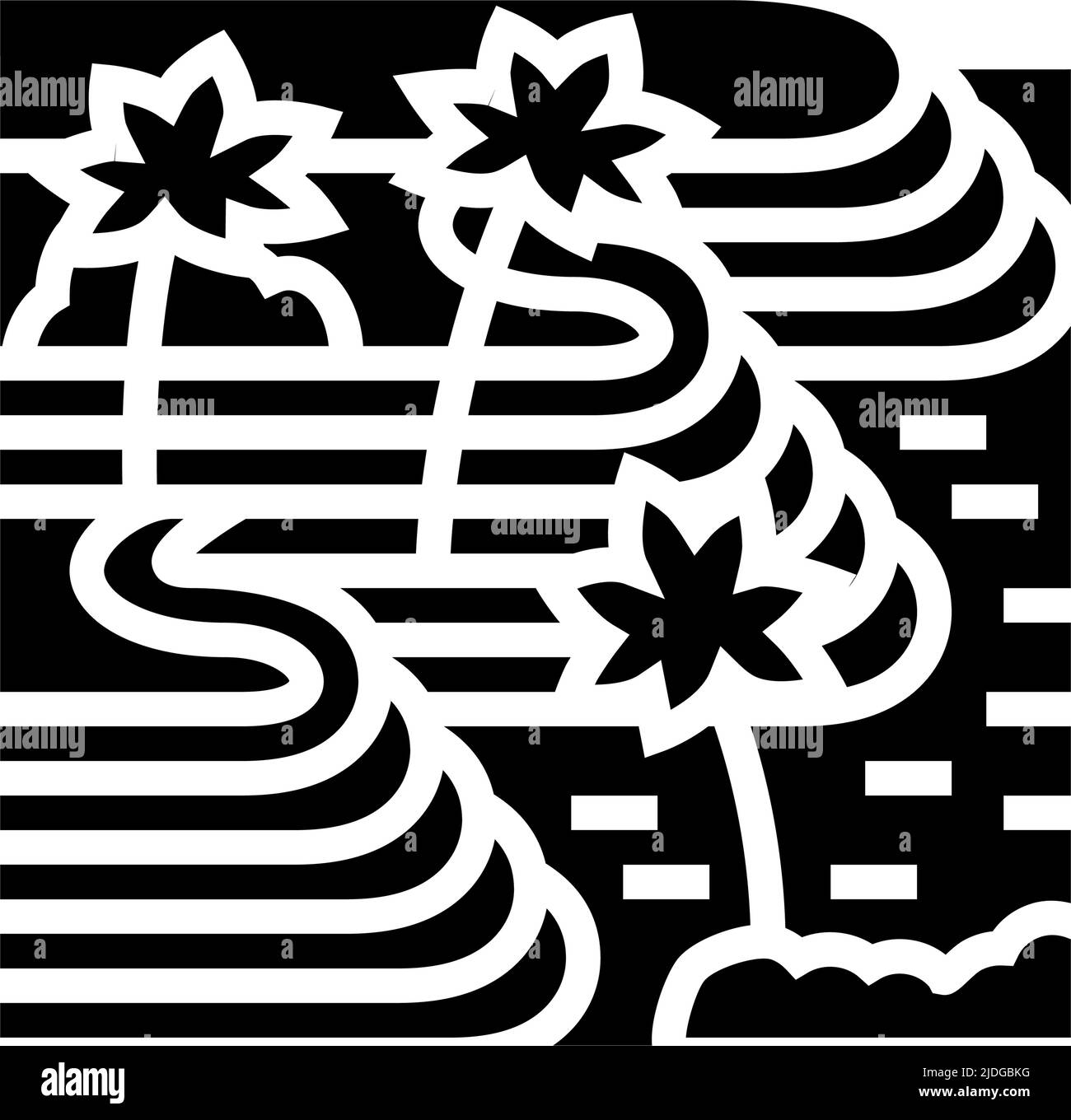 tegallalang riso terrazze glifo icona illustrazione vettore Illustrazione Vettoriale