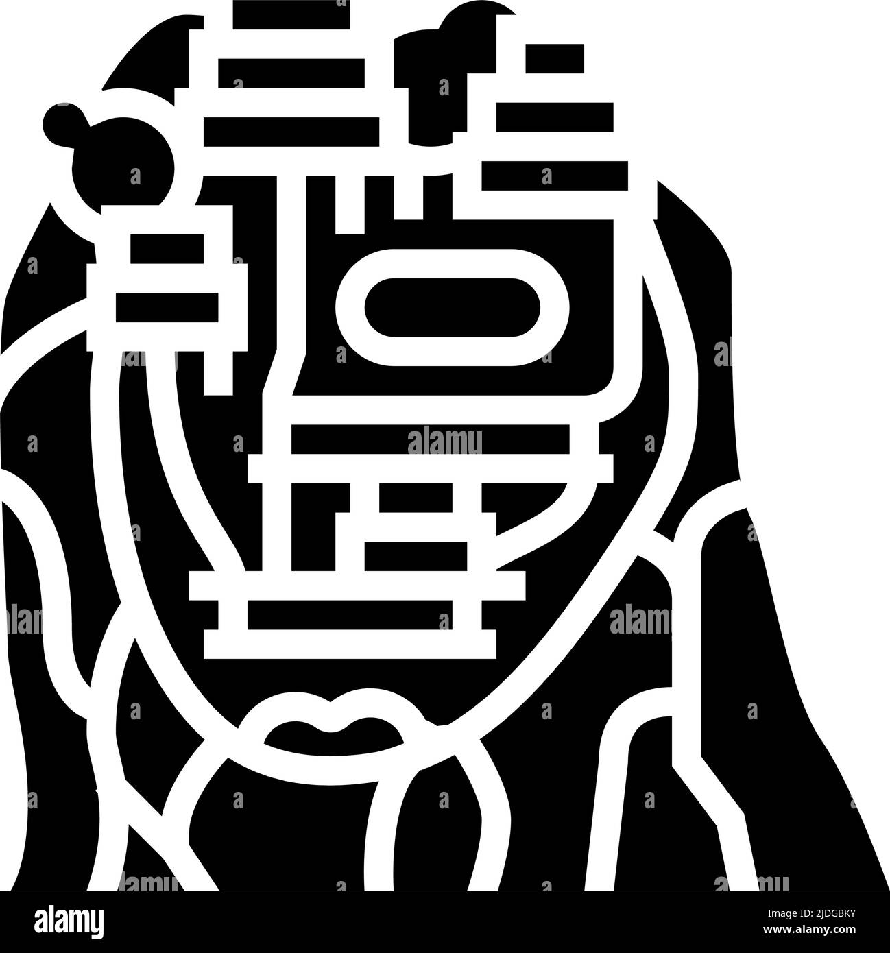 sigiriya sulla montagna glyph icona vettore illustrazione Illustrazione Vettoriale