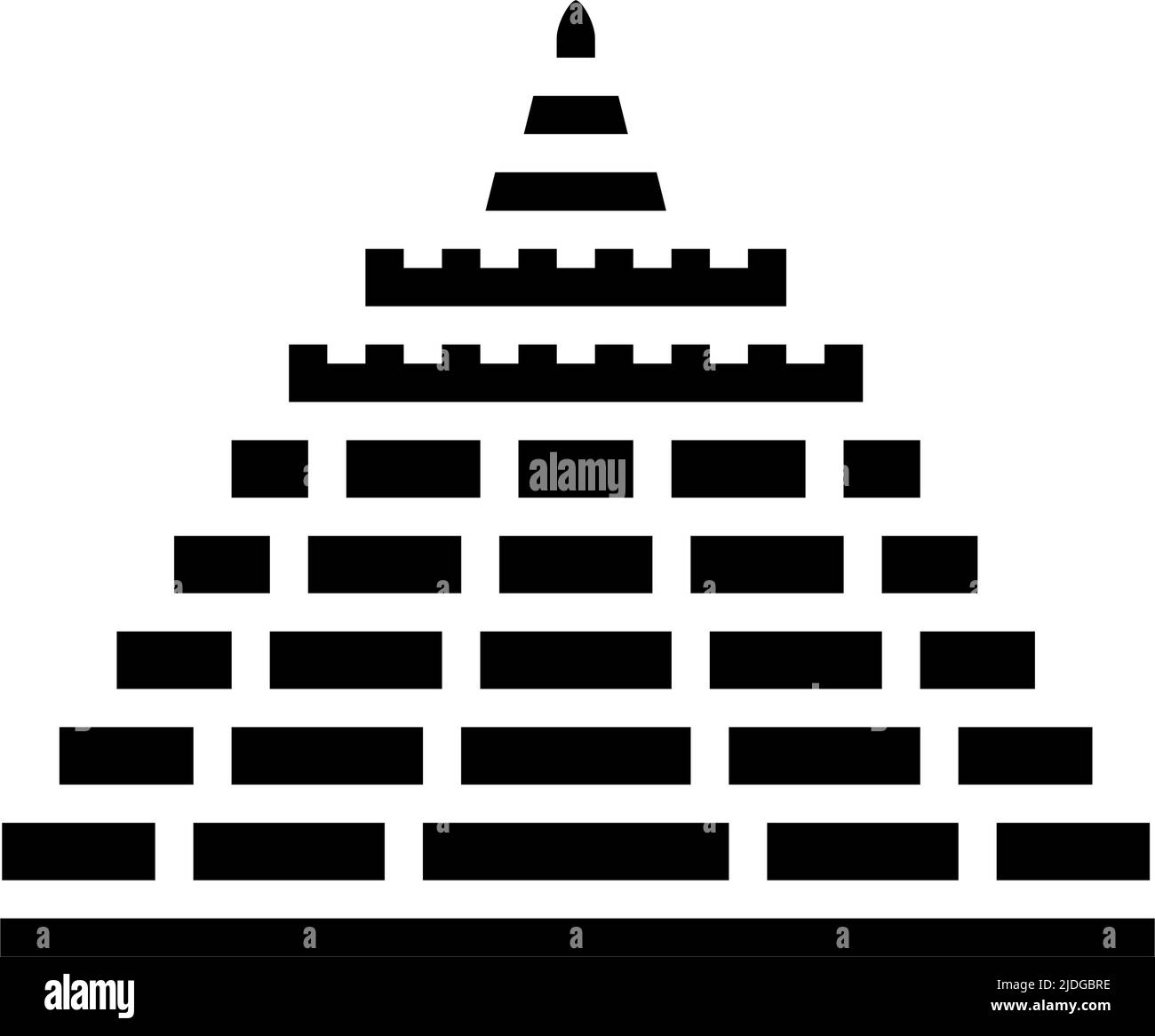 borobudur asian building glyph icona vettore illustrazione Illustrazione Vettoriale