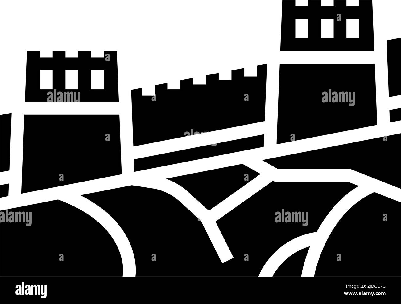 grande muro di icona glyph cina illustrazione vettore Illustrazione Vettoriale