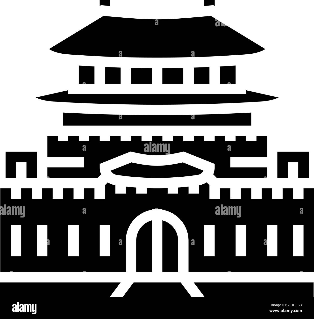 hwaseong fortezza glifo icona vettore illustrazione Illustrazione Vettoriale