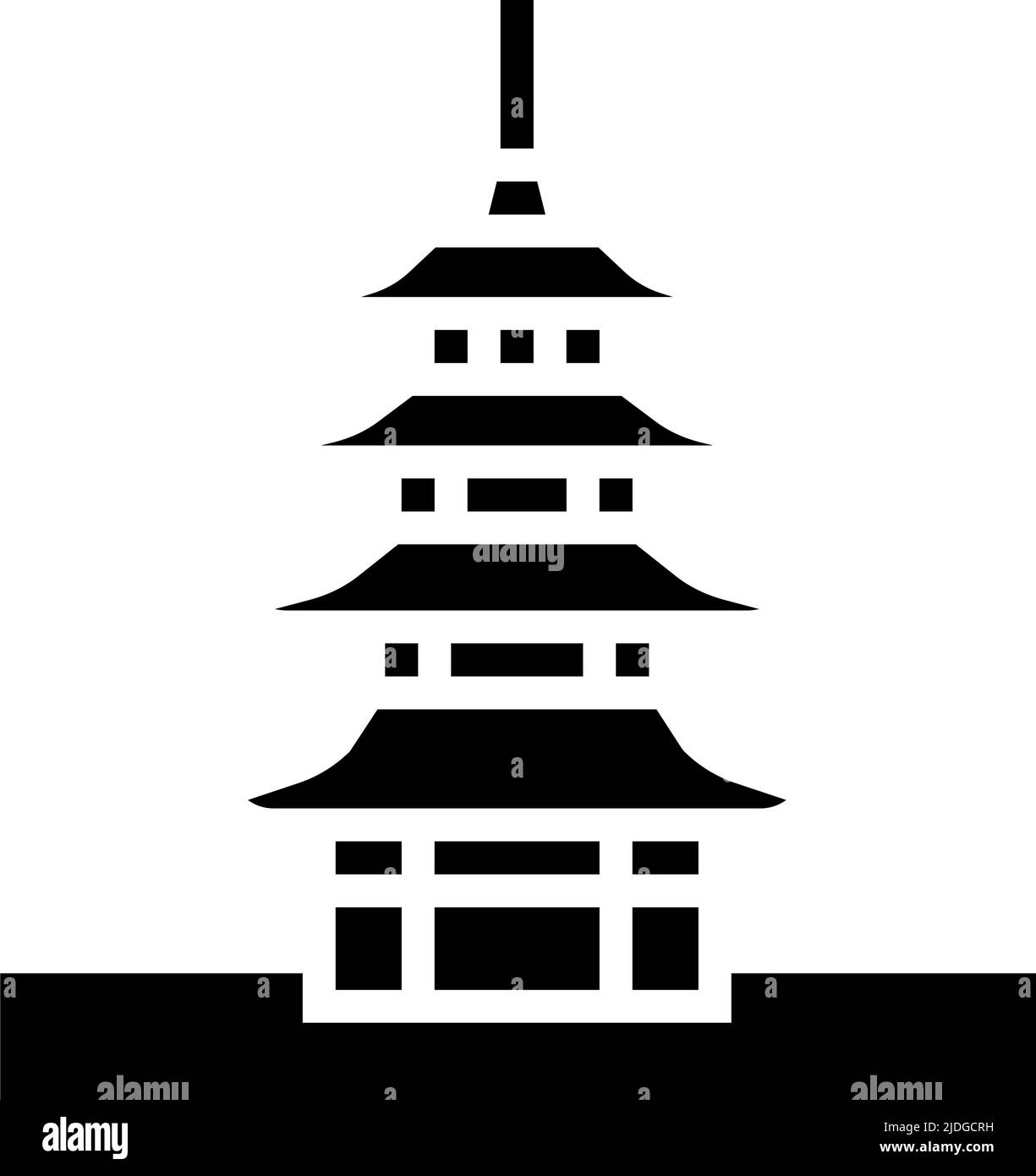 pagoda asia costruzione icona glifo vettore illustrazione Illustrazione Vettoriale