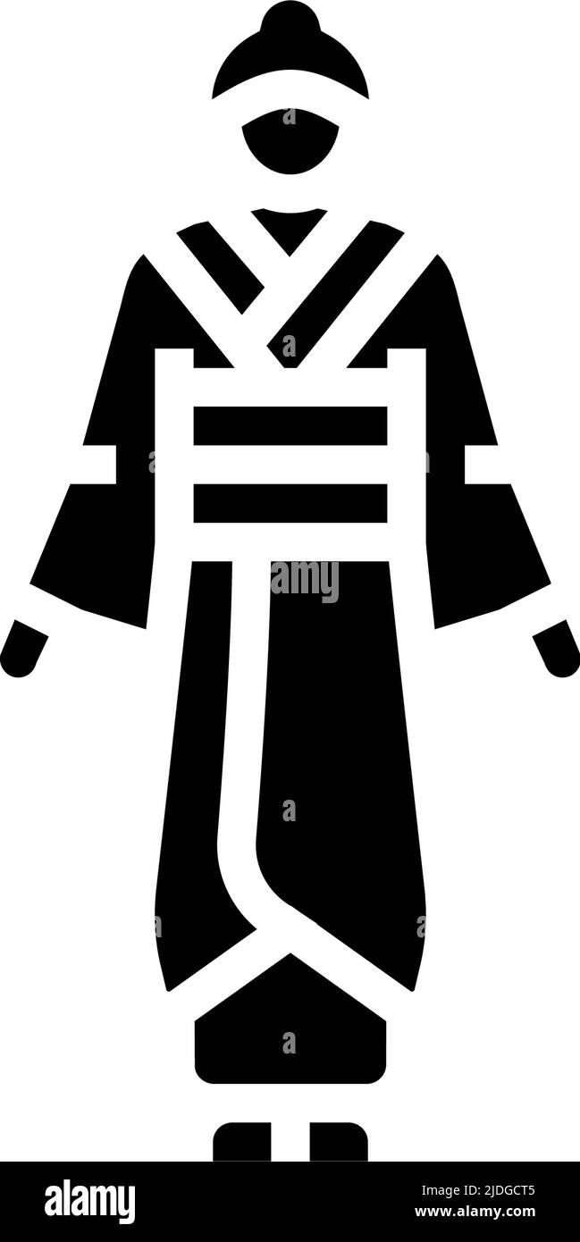 geisha donna glifo icona vettore illustrazione Illustrazione Vettoriale