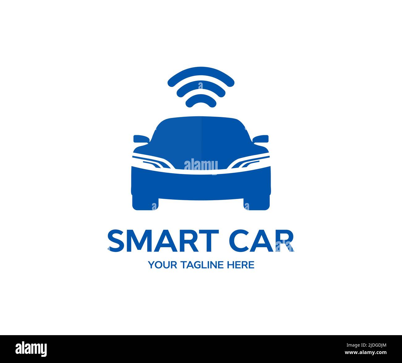 Auto autonoma, macchina elettrica, logo tecnologia automobilistica. Tecnologia automobilistica o disegno e illustrazione di vettori di auto intelligenti. Illustrazione Vettoriale