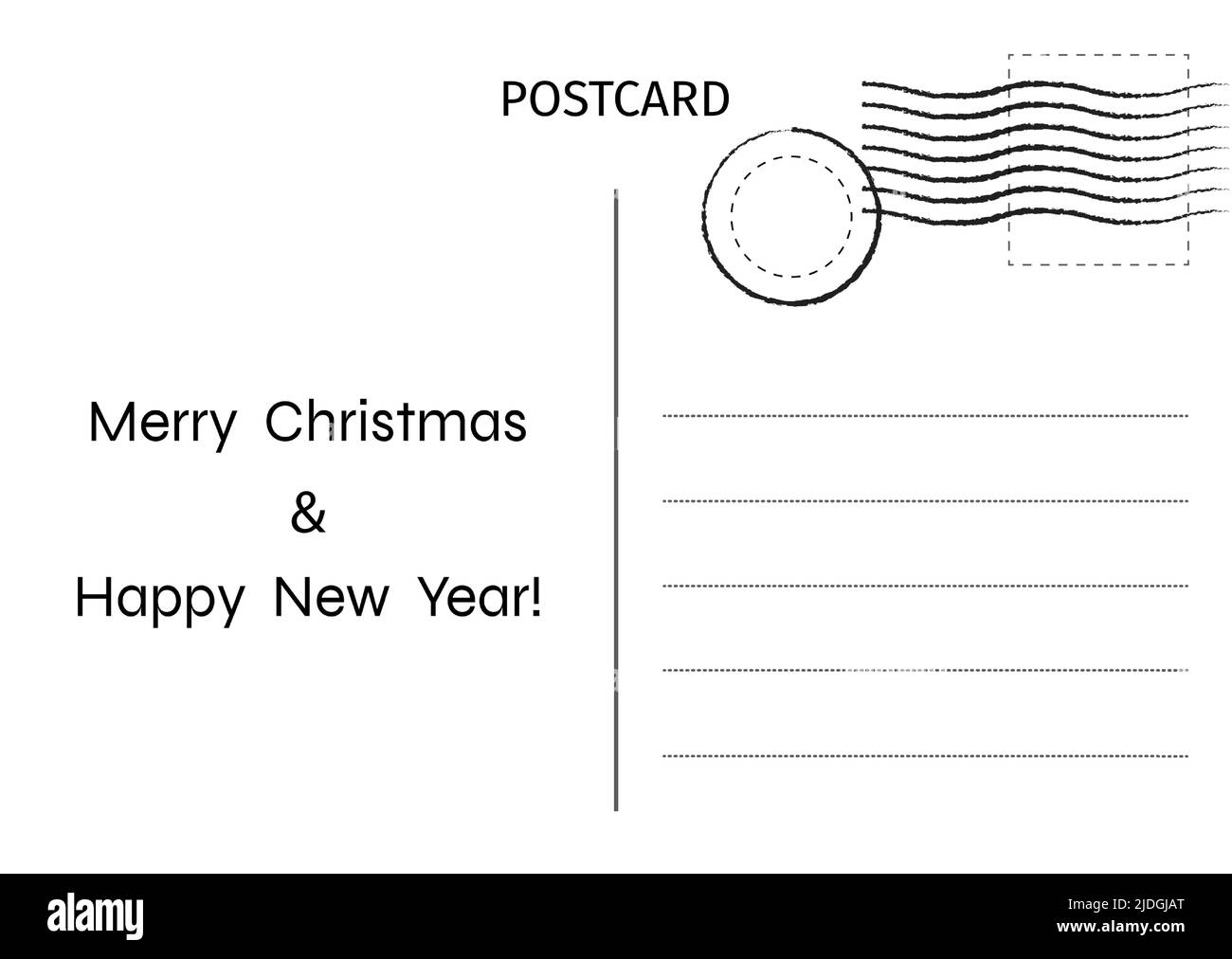 Buon Natale e buon anno biglietto di auguri. Cartolina. Illustrazione della cartolina postale per la progettazione. Illustrazione vettoriale. Illustrazione Vettoriale