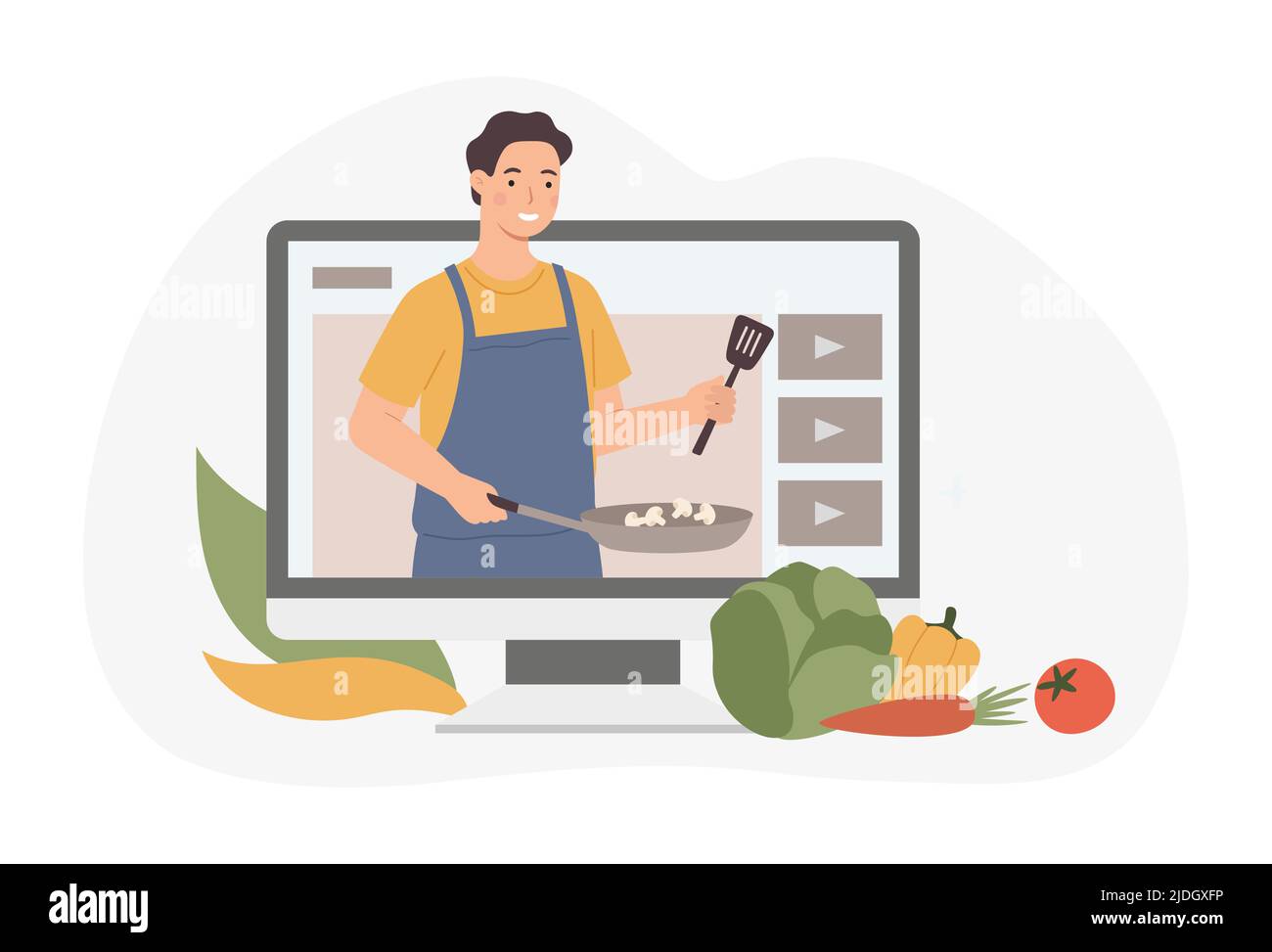 Video di cucina vlog, guida per preparare il cibo di classe Illustrazione Vettoriale