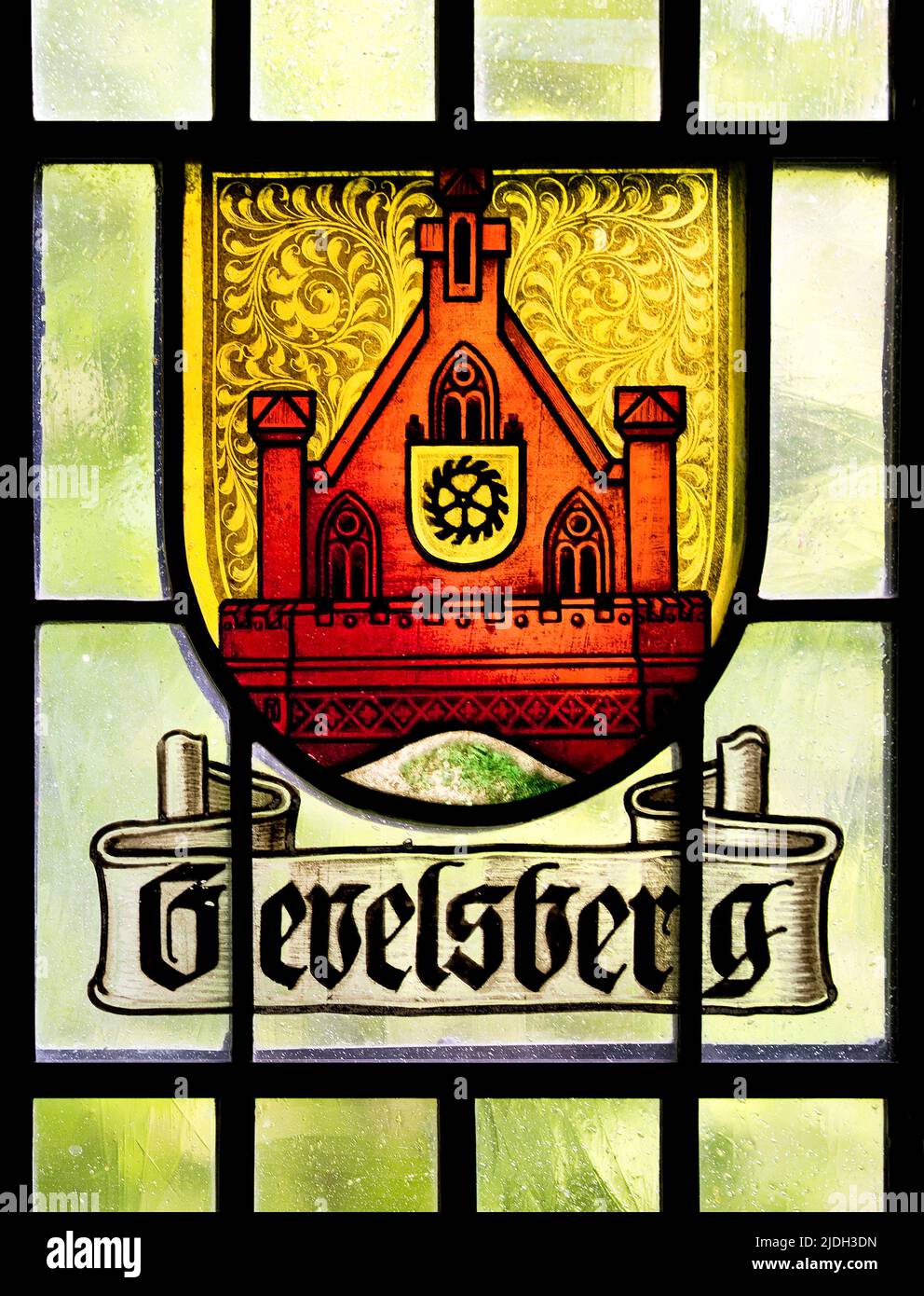 Stemma storico vetro vetro di Gevelsberg, Germania, Renania settentrionale-Vestfalia Foto Stock