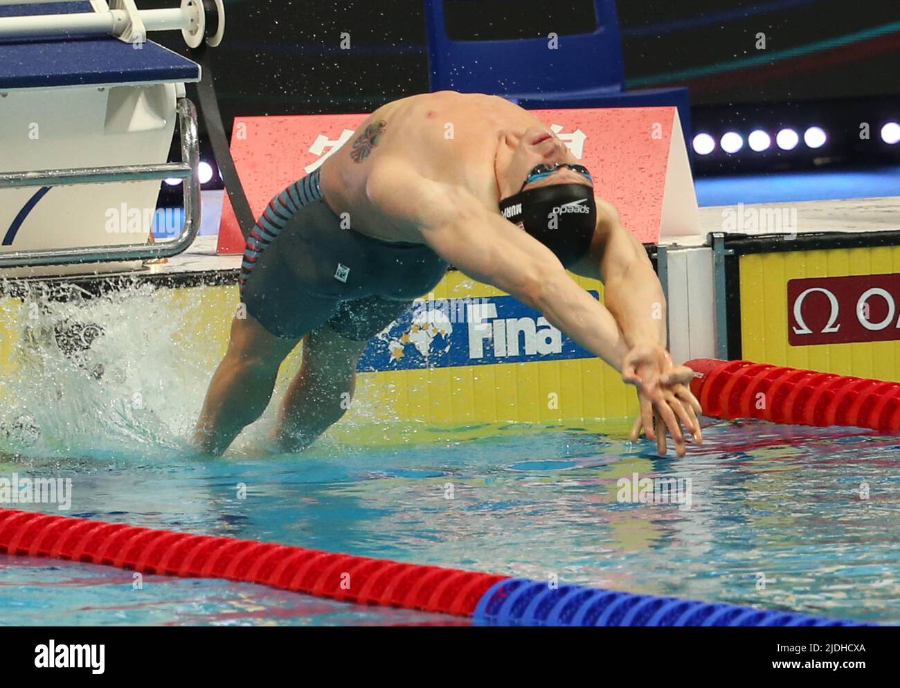 Ryan Murphy of USA, Men 100 M backstroke durante il 20 ° campionato mondiale FINA Budapest 2022, Nuoto evento il 20 giugno 2022 a Budapest, Ungheria - Foto: Laurent Lairys/DPPI/LiveMedia Foto Stock