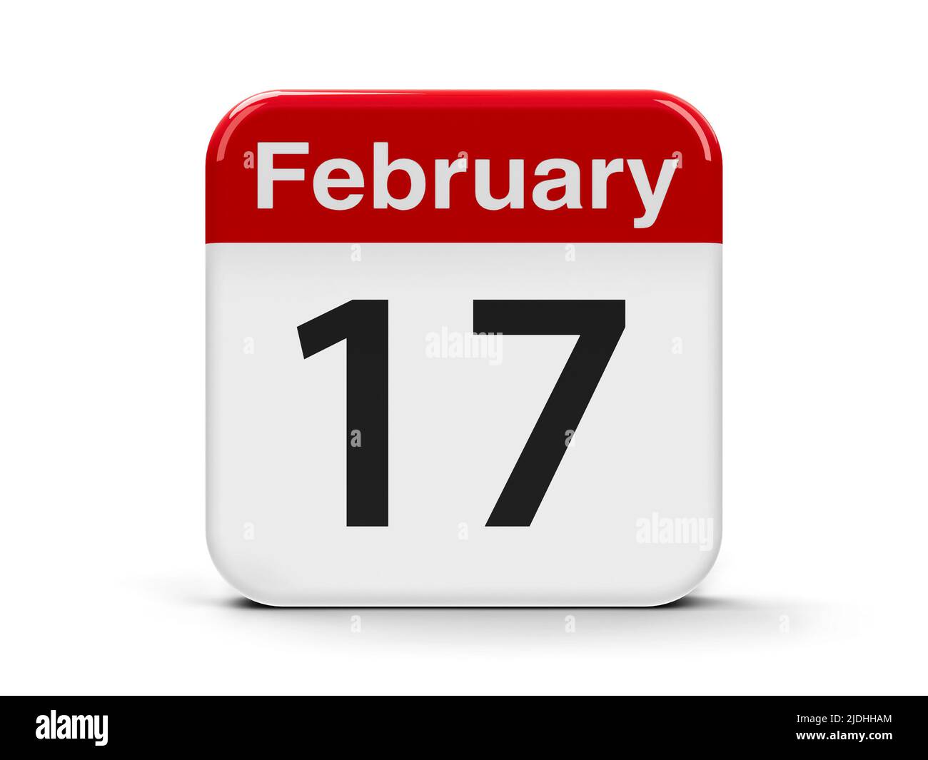 Calendario web pulsante - il XVII di Febbraio - Random atti di gentilezza giorno, rendering tridimensionale, 3D illustrazione Foto Stock