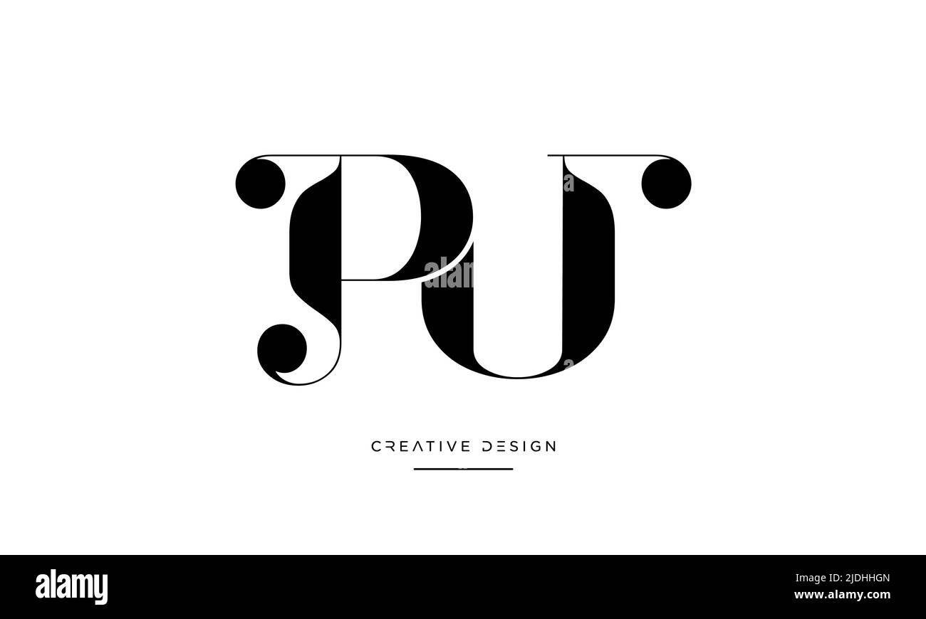 Lettere alfabetiche PU, UP, P o U Logo icona astratta Illustrazione Vettoriale