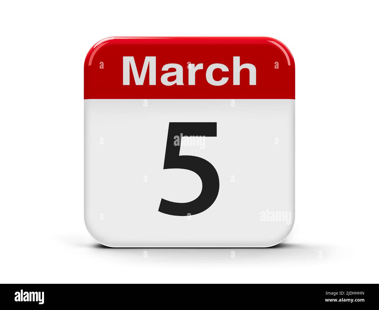 Pulsante web del calendario - il 5 marzo, rendering tridimensionale, 3D illustrazione Foto Stock