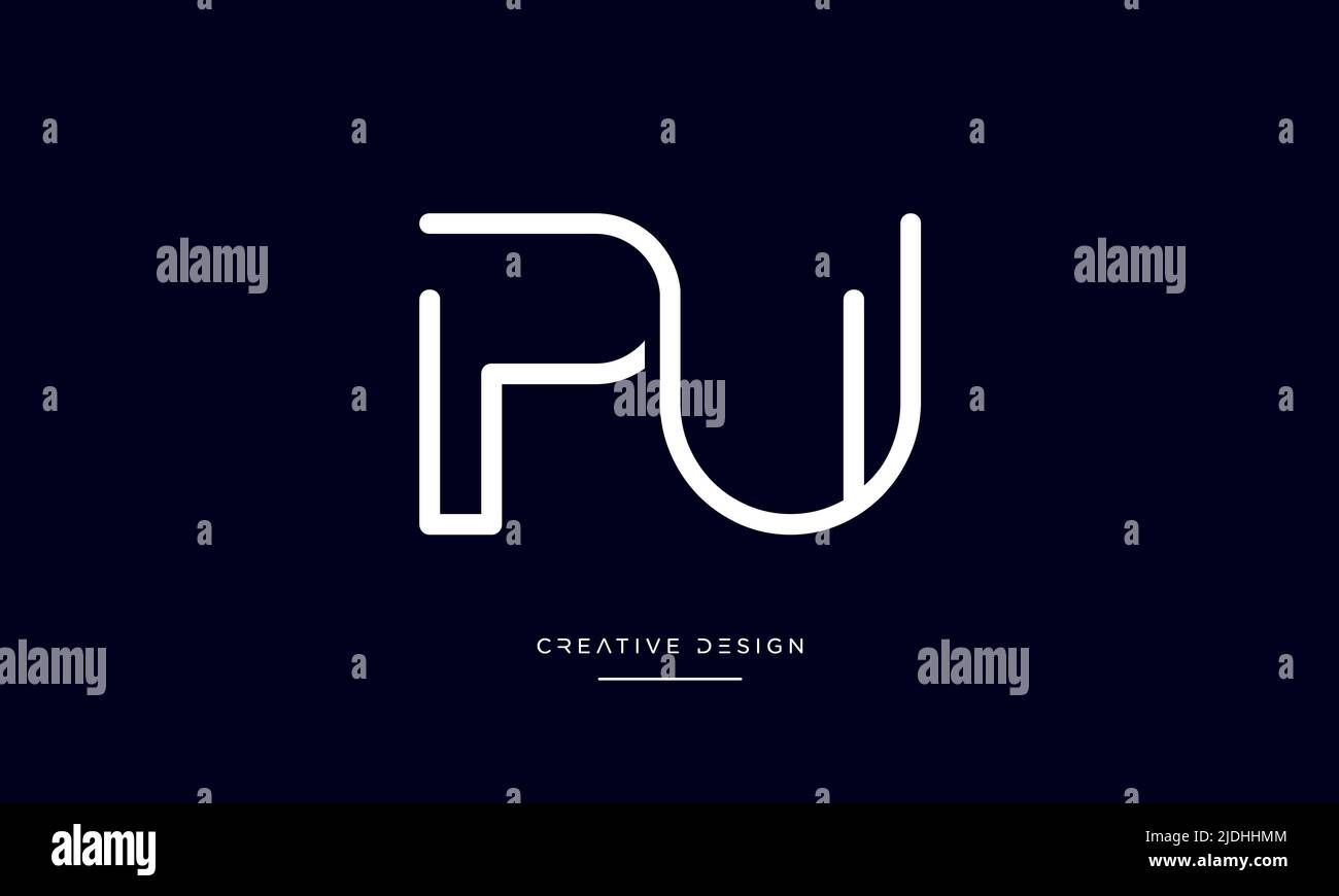 Lettere alfabetiche PU, UP, P o U Logo icona astratta Illustrazione Vettoriale