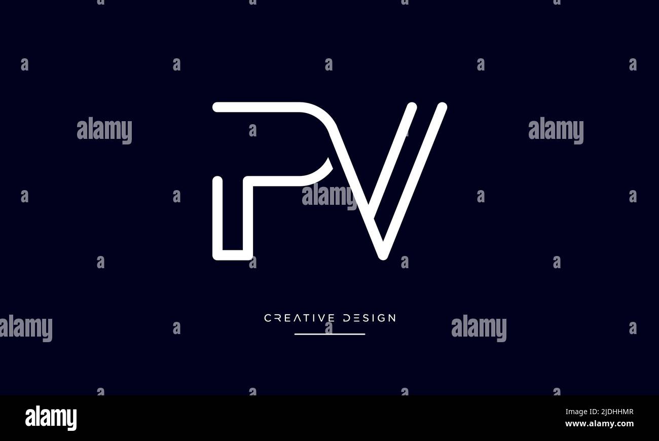 Lettere alfabetiche PV o VP icona astratta Monogramma logo Illustrazione Vettoriale