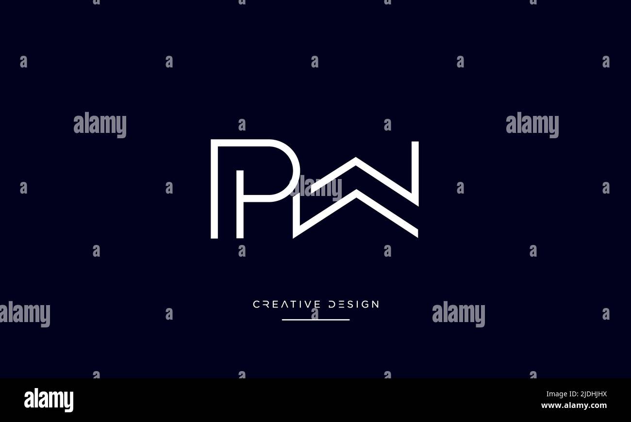 Alfabeto lettere PW o WP icona astratta Monogramma logo Illustrazione Vettoriale