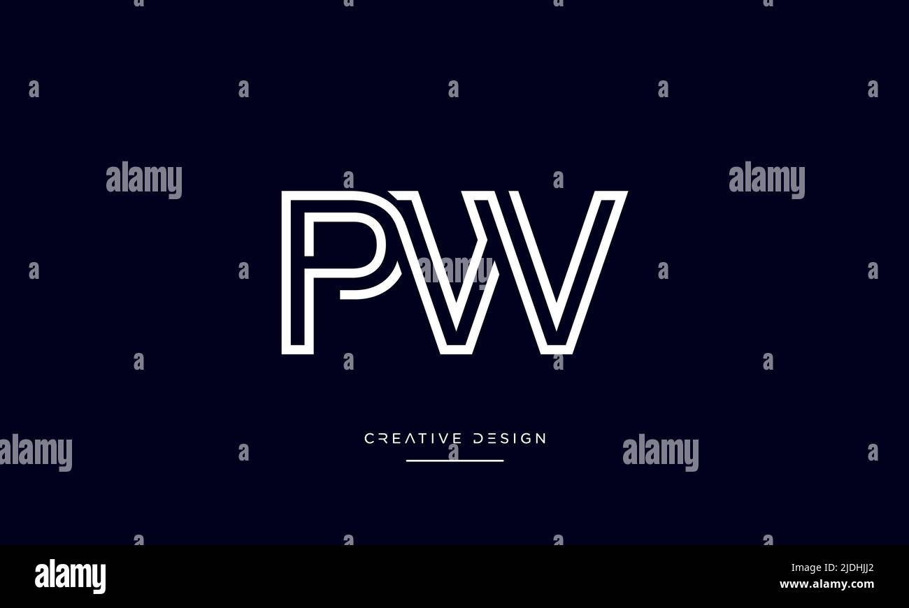 Alfabeto lettere PW o WP icona astratta Monogramma logo Illustrazione Vettoriale