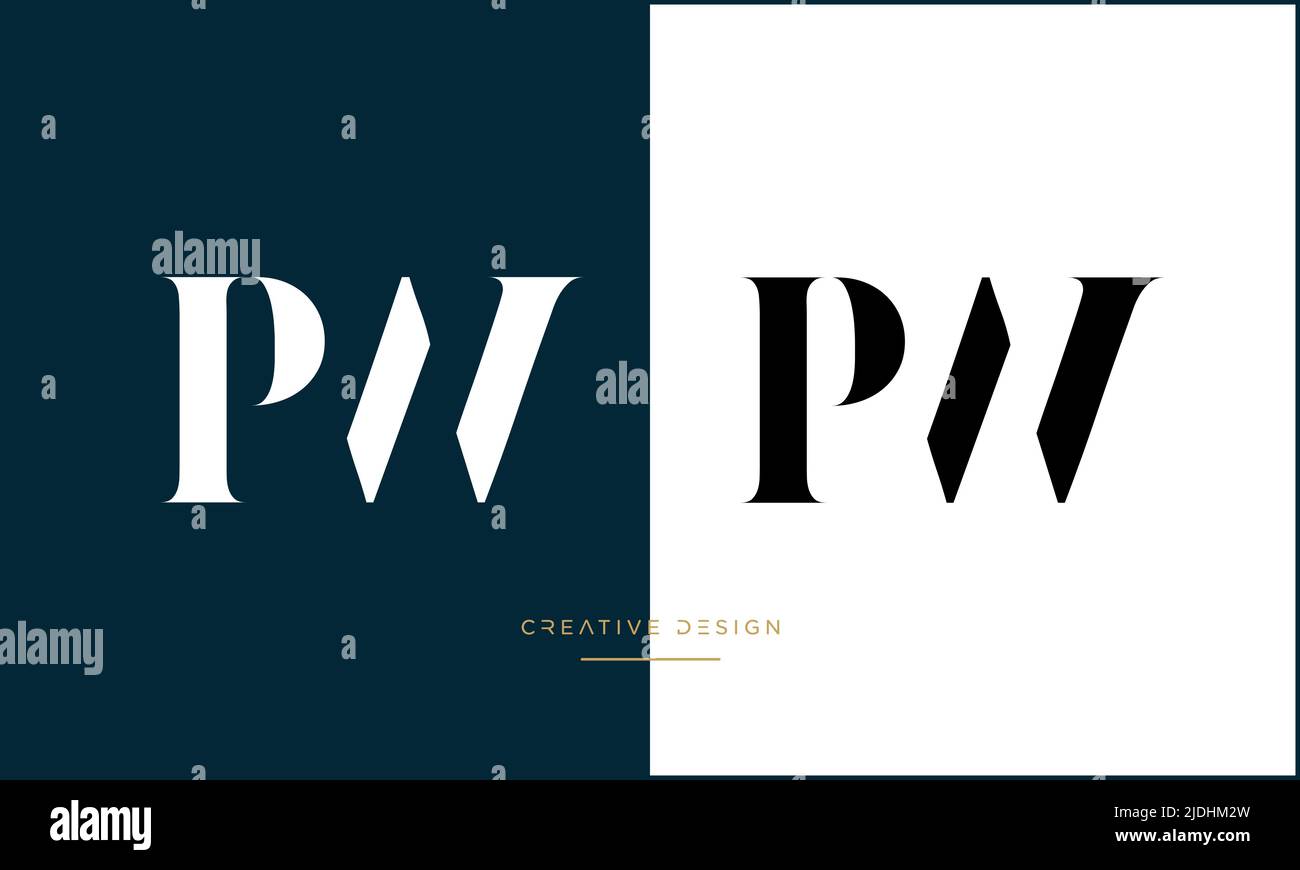 Alfabeto lettere PW o WP icona astratta Monogramma logo Illustrazione Vettoriale
