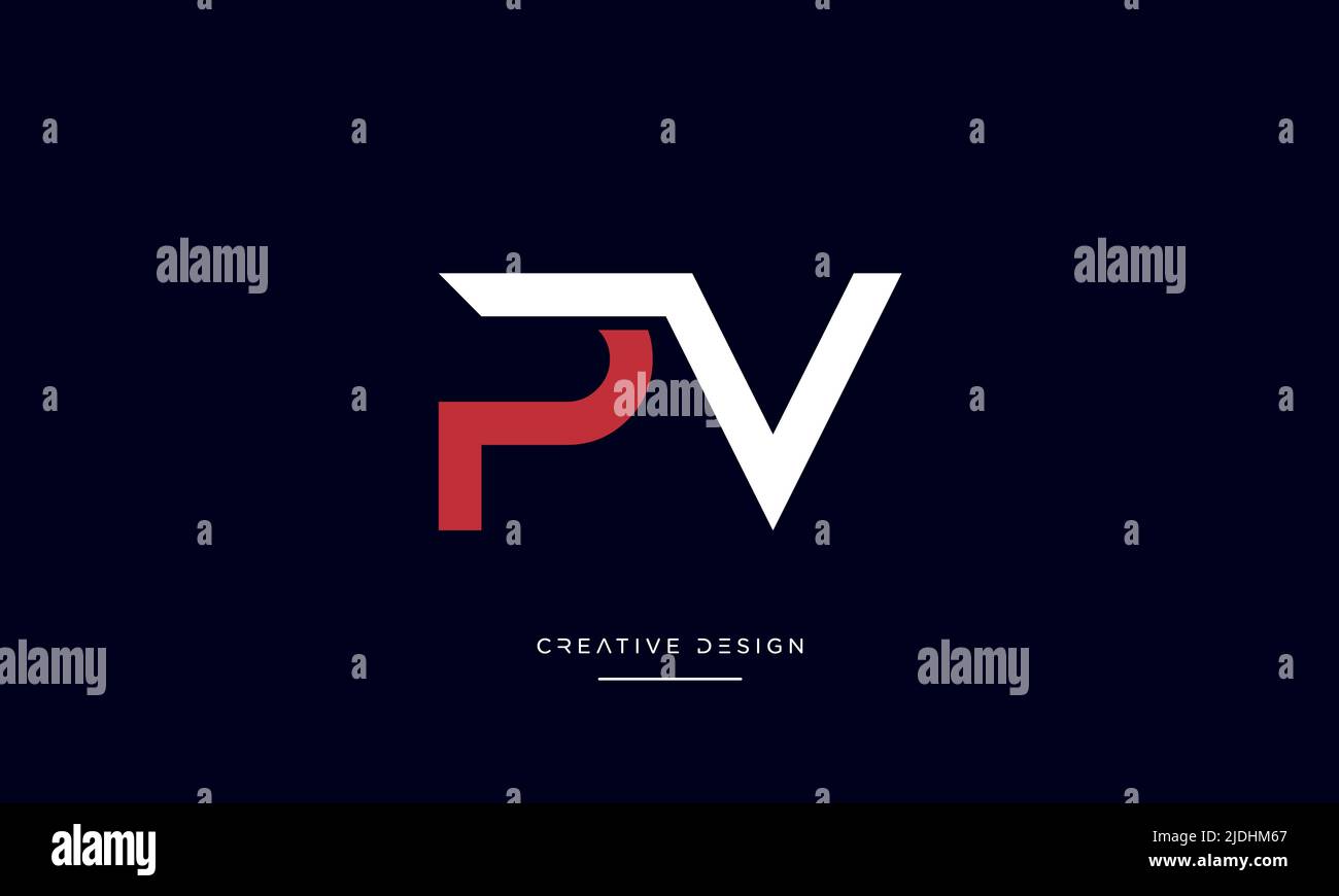 Lettere alfabetiche PV o VP icona astratta Monogramma logo Illustrazione Vettoriale