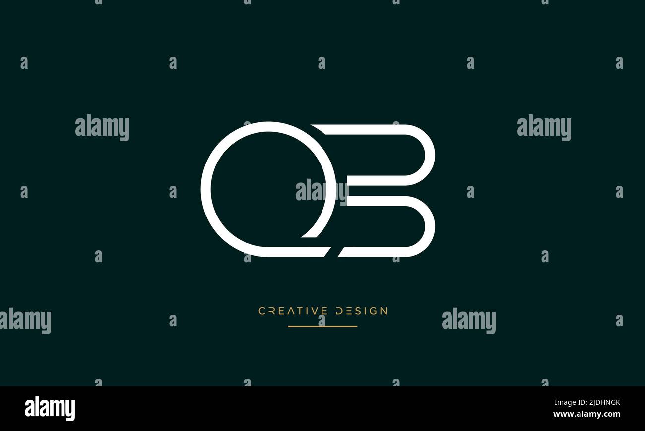 Alfabeto lettere QB, BQ, Q o B Logo astratto Monogramma Illustrazione Vettoriale