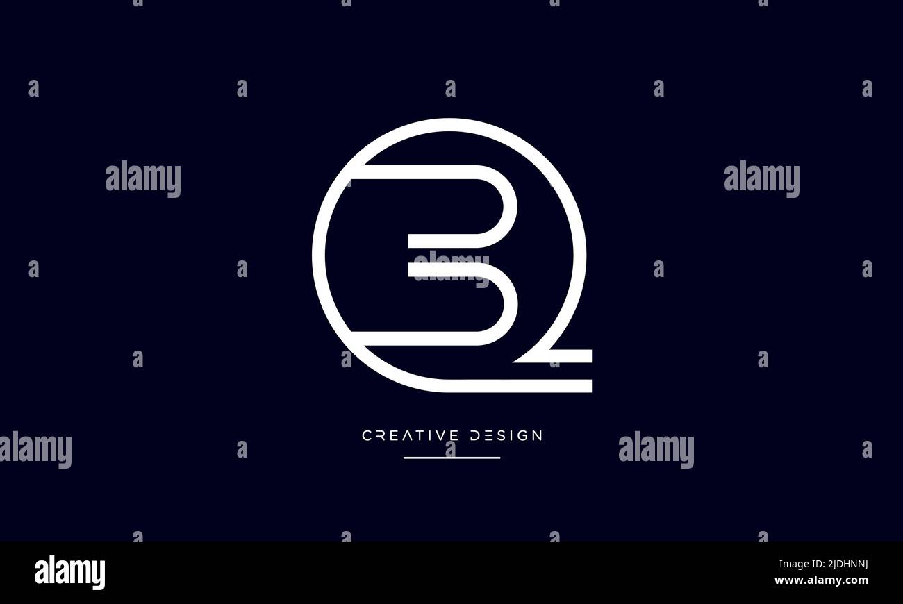 Alfabeto lettere QB, BQ, Q o B Logo astratto Monogramma Illustrazione Vettoriale