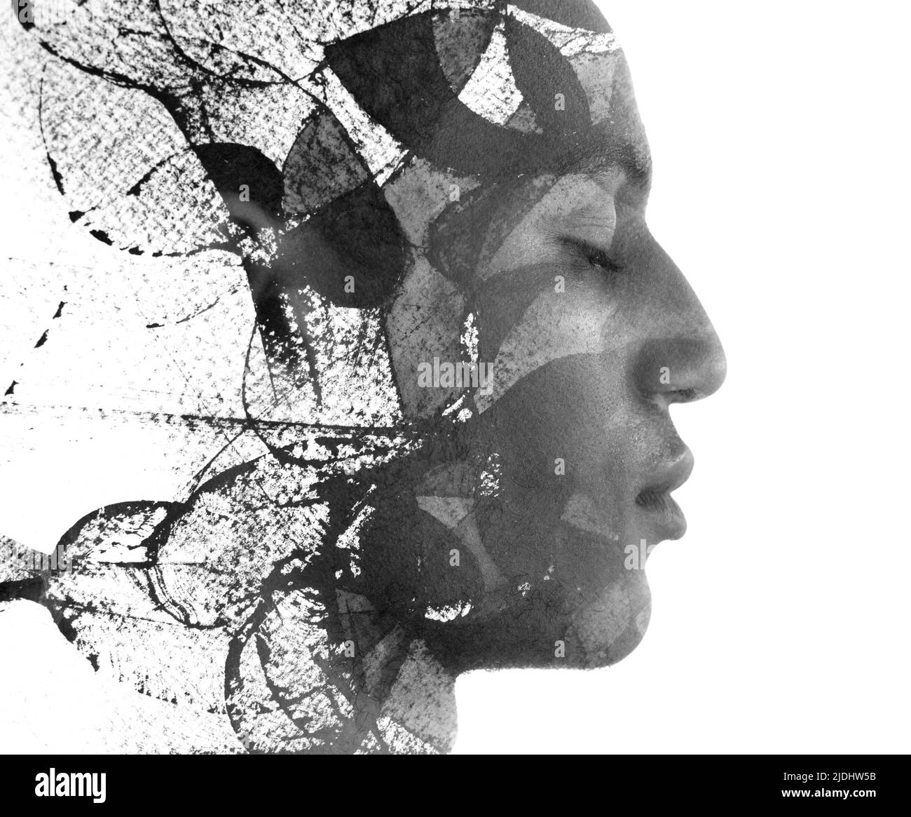 Pittura. Pittura creativa combinata con un ritratto Foto Stock