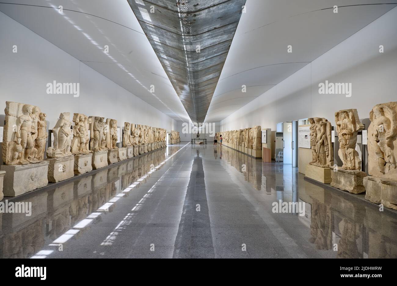 Rilievi di Sebasteion all'interno del museo di Afrodisias Città Antica, Sala degli Imperatori, Denizli, Turchia Foto Stock