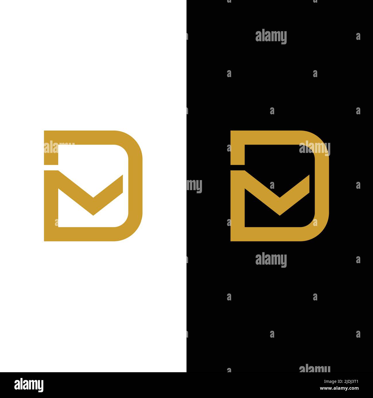 D M DM MD Letter Monogram modello di progettazione iniziale del logo. Adatto per General Fashion Jewelry Realtor Construction Finance Company Business Corporate Illustrazione Vettoriale