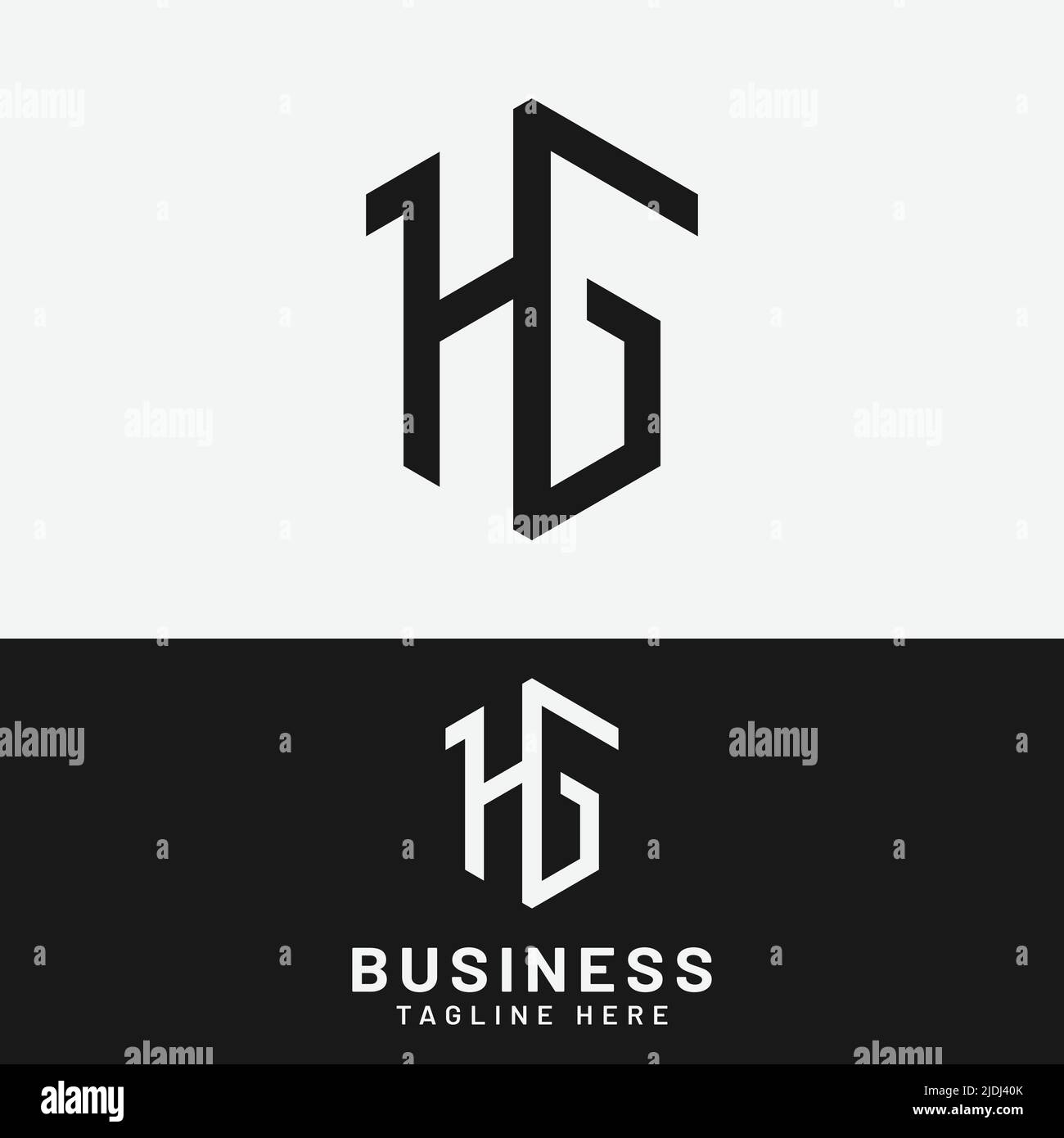 Modello iniziale di progettazione del logo con monogramma lettera H G HG GH. Adatto per General Sports Fitness Finance Construction Company Business Corporate Shop Illustrazione Vettoriale