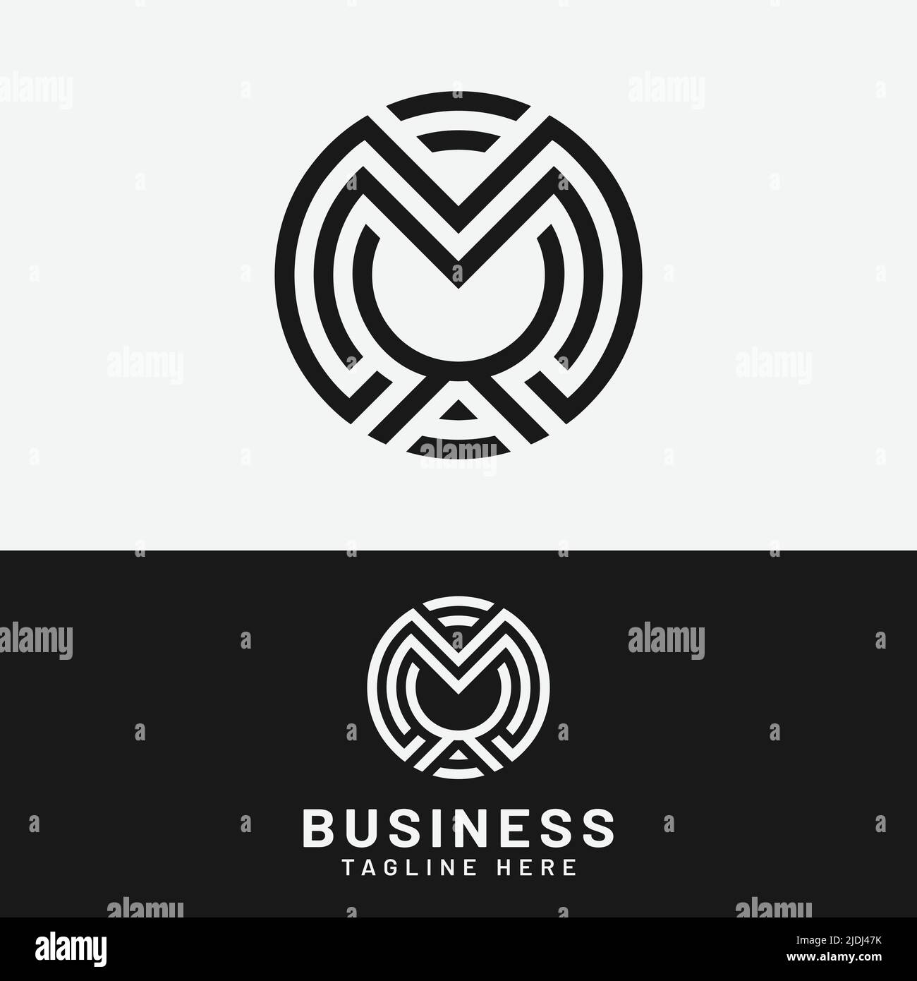 Modello di design del logo circolare da M o MM con monogramma lettera iniziale. Adatto per General Sports Fitness Finance Construction Company Business Corporate Shop Illustrazione Vettoriale