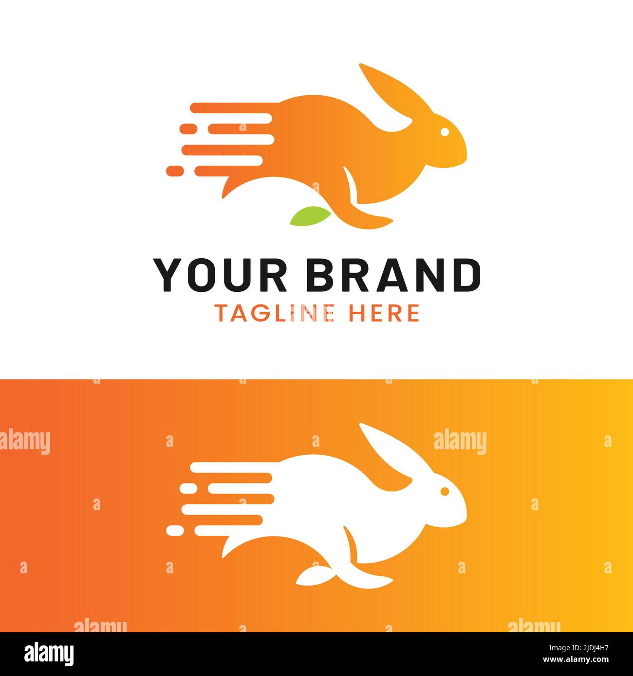 Semplice modello di progettazione per il logo Rabbit Dash. Adatto per Rabbit PET Shop consegna Sport Business Brand Company ecc. Illustrazione Vettoriale
