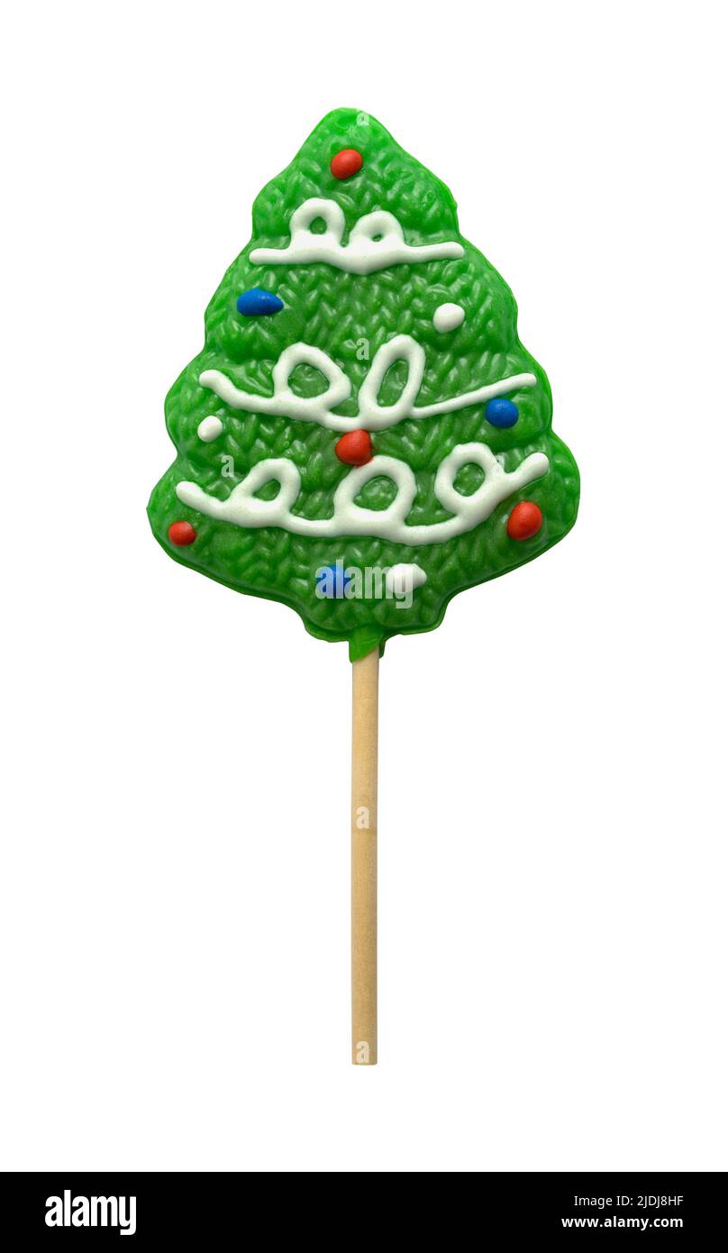 Albero di Natale Lollipop Cut out su bianco. Foto Stock