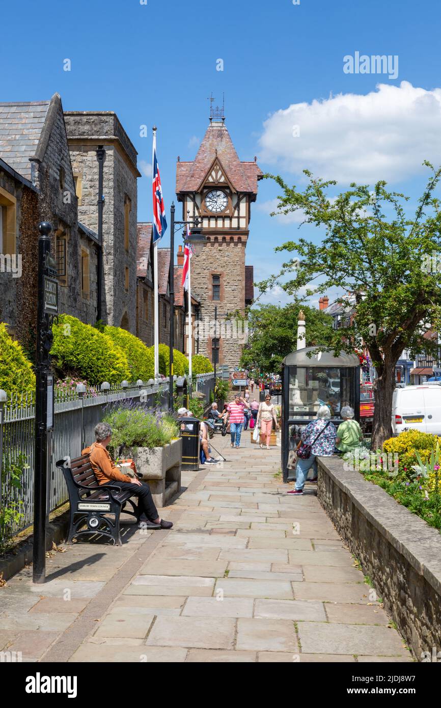 The Clock Tower, High Street, Ledbury, Herefordshire, UK 2022 Foto Stock