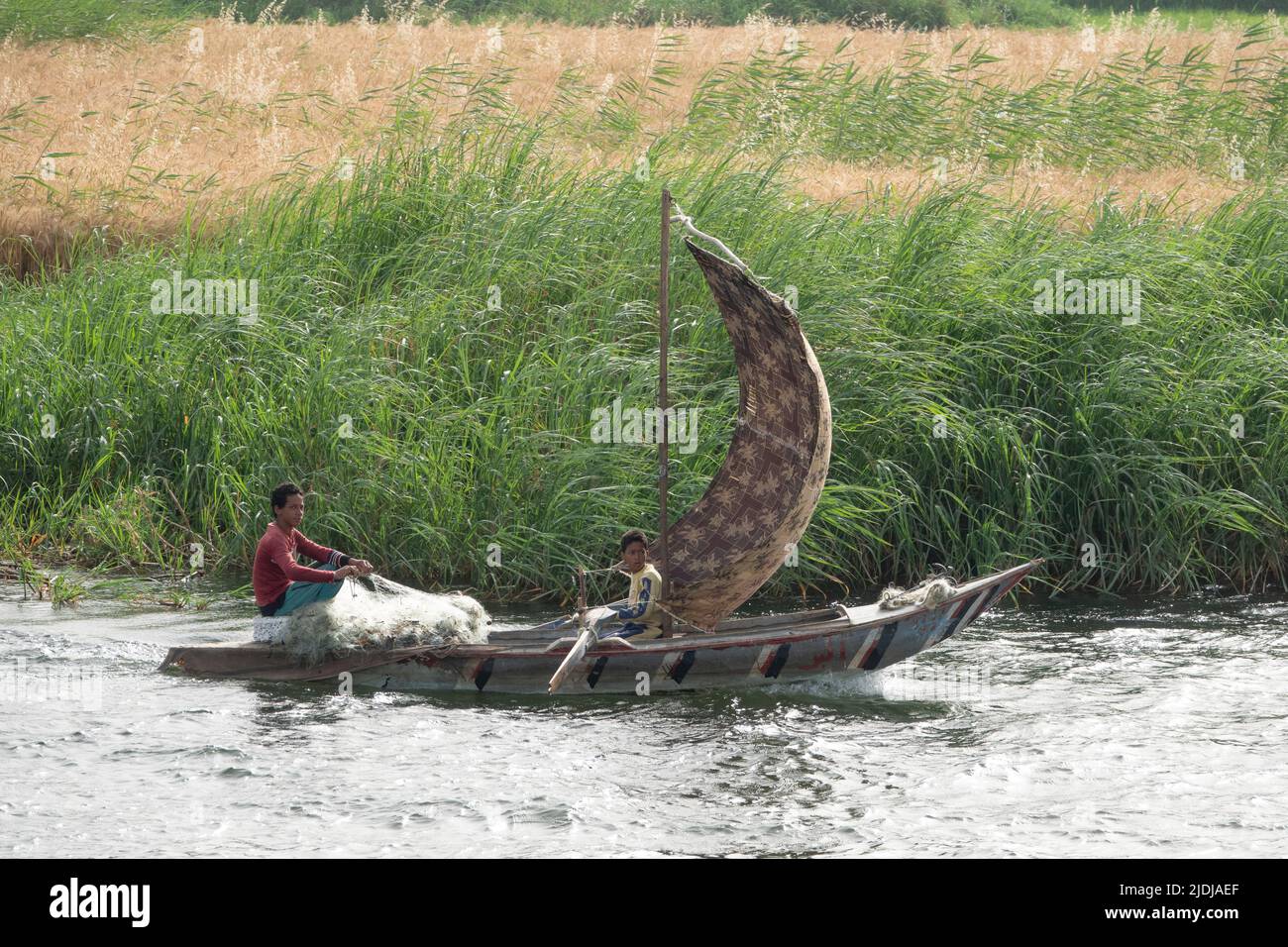 Fiume Nilo pescatori, Egitto Foto Stock