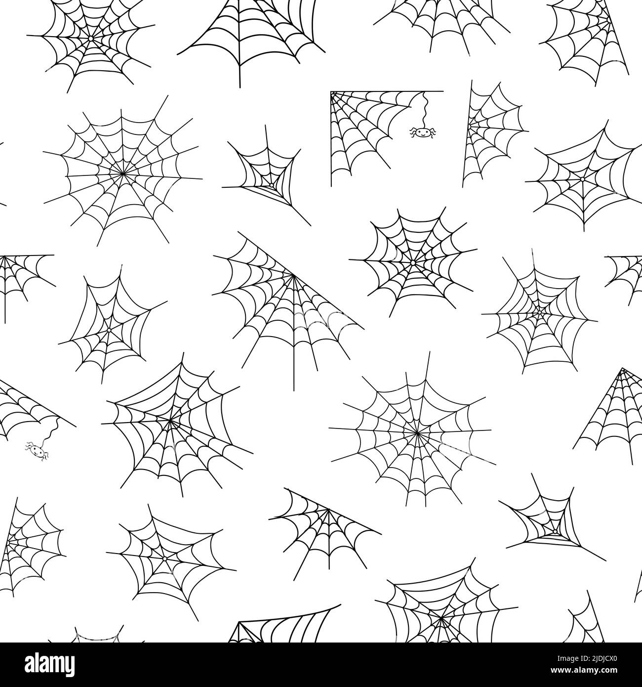 Ragno web disegno senza giunture vettoriale per Halloween decorazione partito, a mano immagine disegnata, cartone animato carattere spooky, fiaba decorazione tessile, carta regalo, cobbweb, ragno Illustrazione Vettoriale