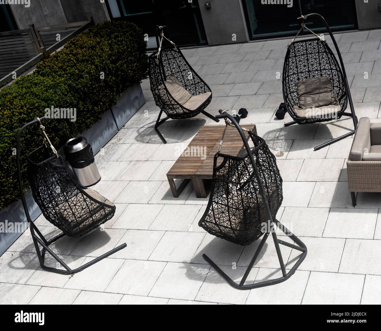 La poltrona sul patio New york City, USA Foto Stock