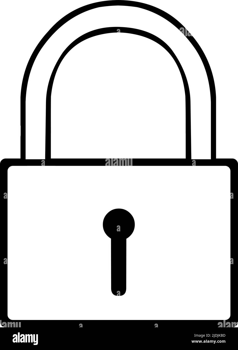 Illustrazione vettoriale di un lucchetto disegnato in bianco e nero Illustrazione Vettoriale