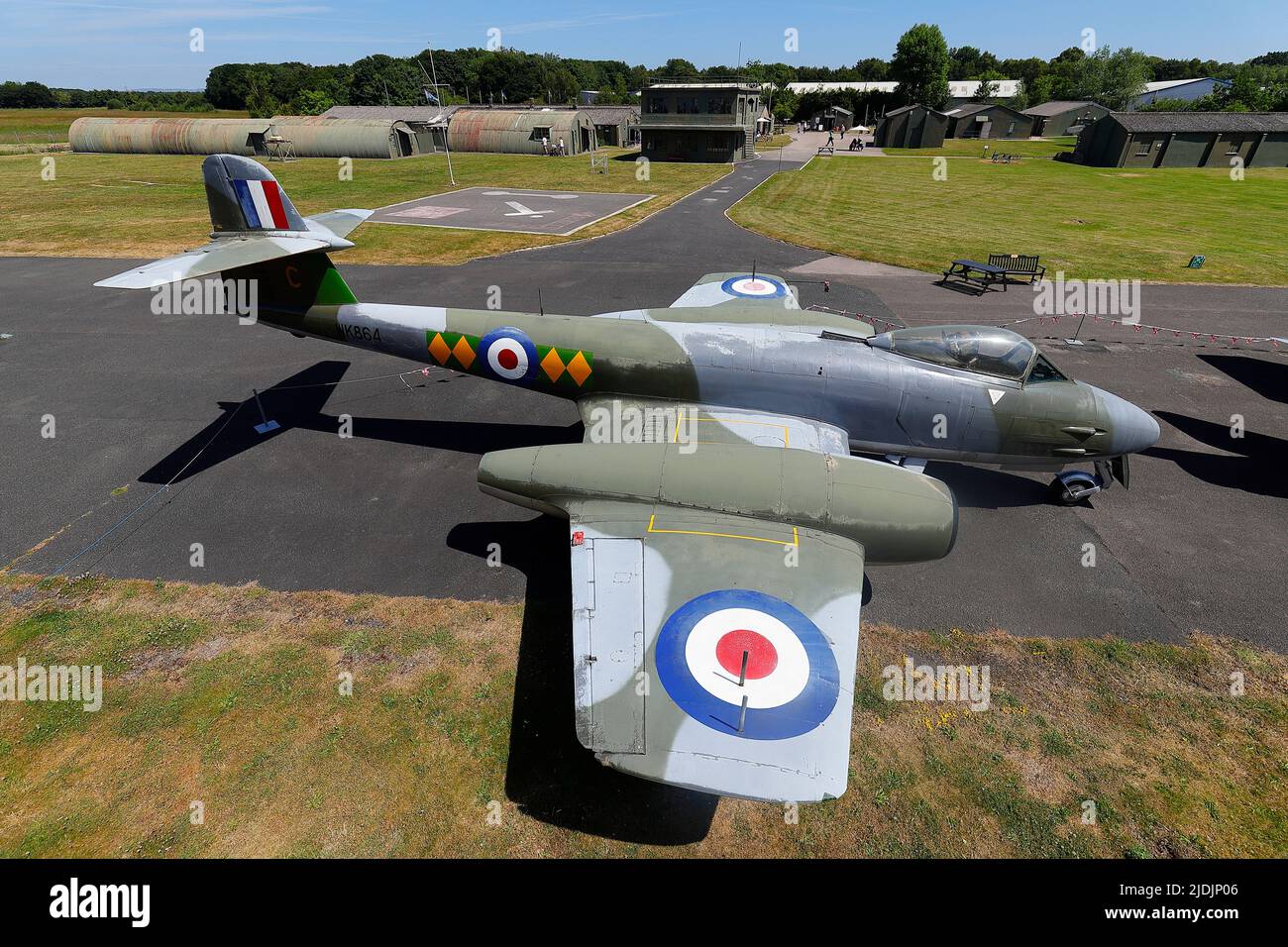 Una mostra restaurata di Gloster Meteor F8 allo Yorkshire Air Museum di Elvington, North Yorkshire Foto Stock