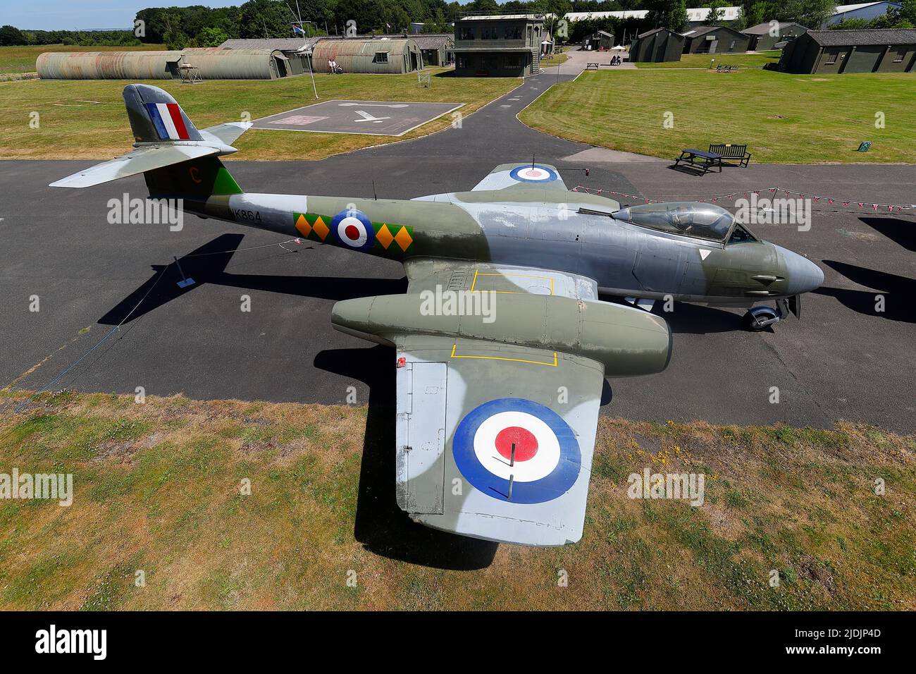 Una mostra restaurata di Gloster Meteor F8 allo Yorkshire Air Museum di Elvington, North Yorkshire Foto Stock
