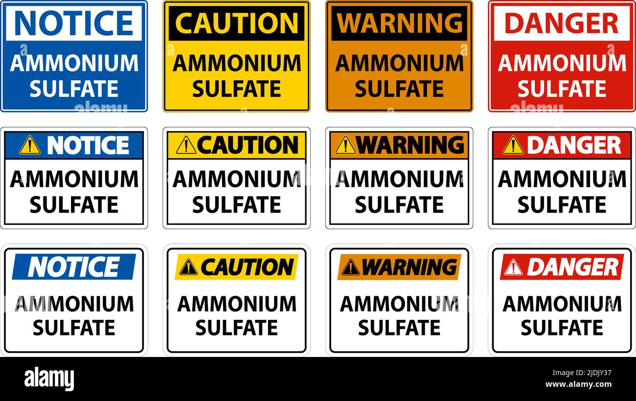 Pericolo simbolo solfato di ammonio su sfondo bianco Illustrazione Vettoriale