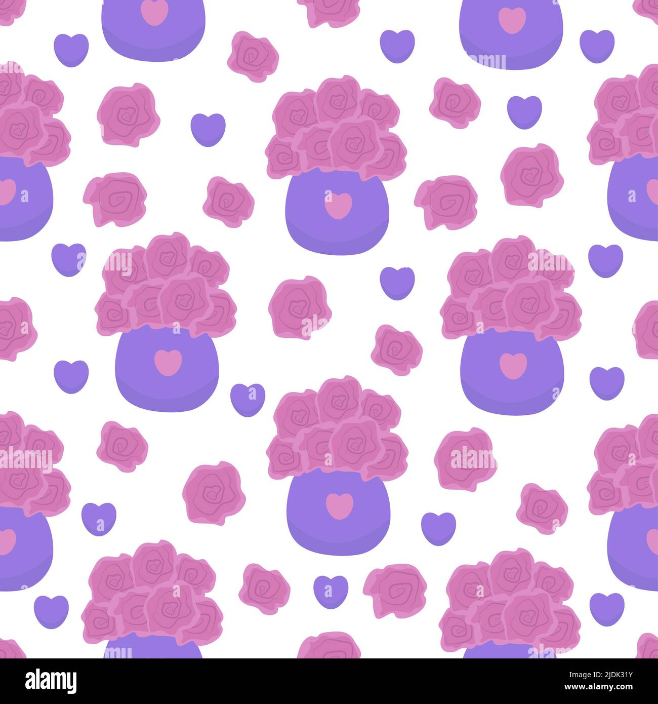 Rose rosa in vasi blu, motivo senza cuciture Illustrazione Vettoriale