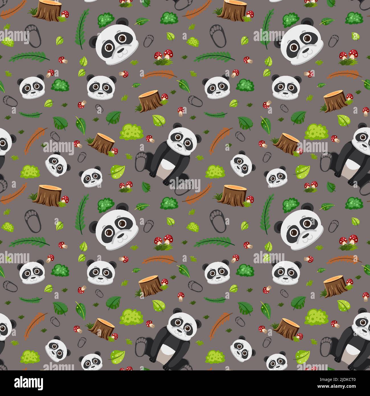 Panda cute animale illustrazione senza giunture del modello Illustrazione Vettoriale