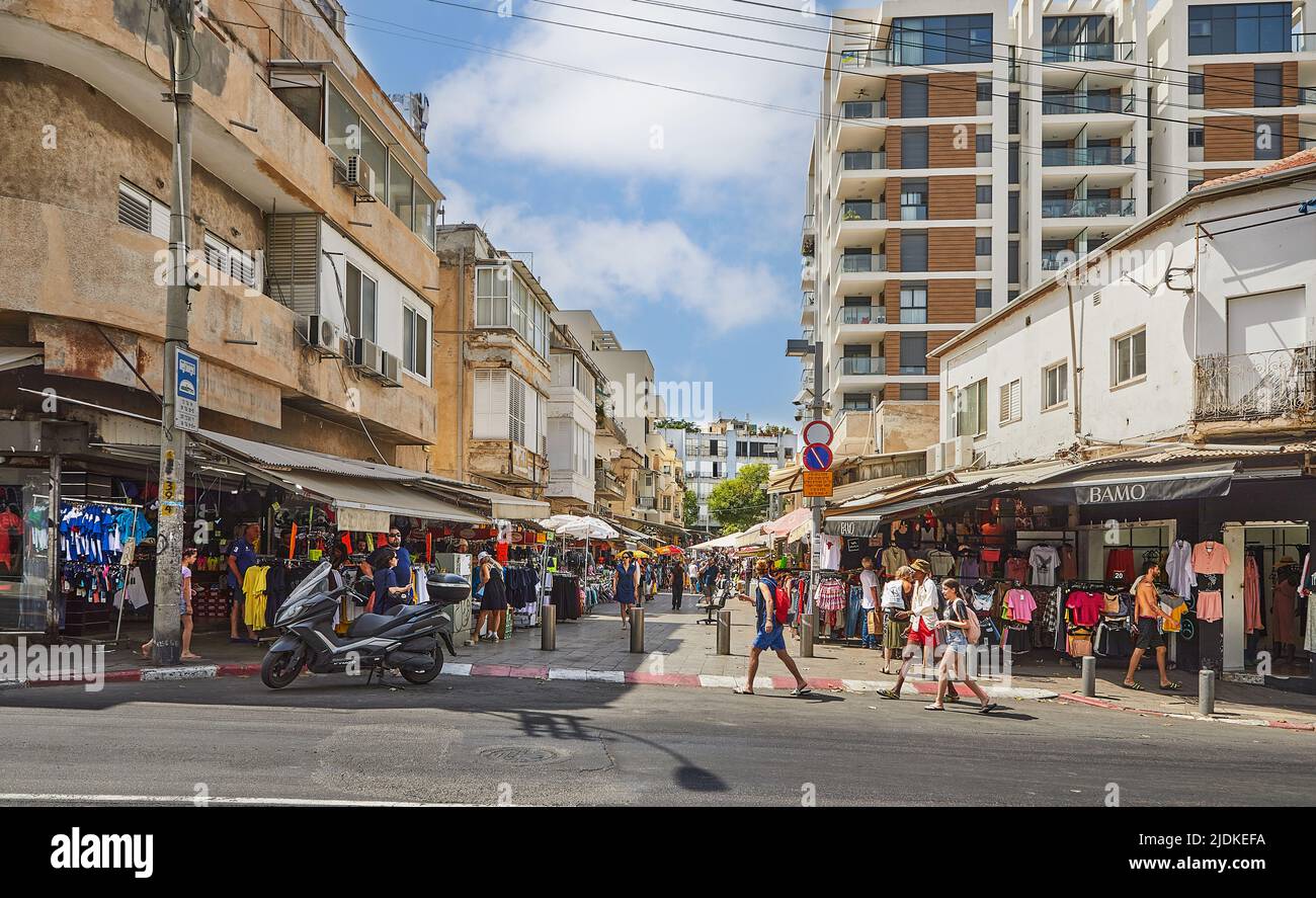 Il mercato di Bezalel è un complesso commerciale nel centro di Tel Aviv tra King George Street, Betlemme, Tchernichovsky. Foto Stock