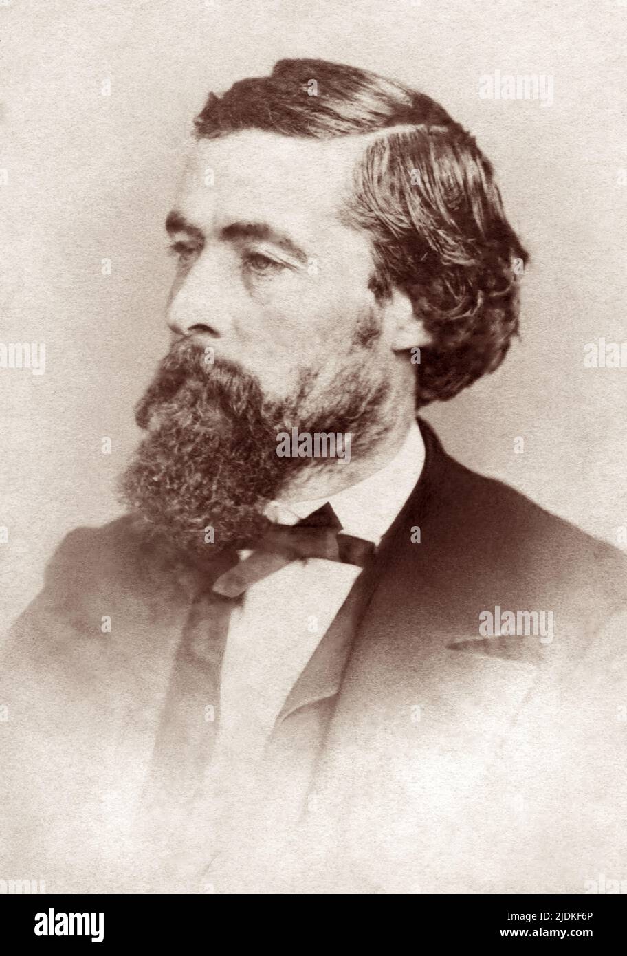 Un primo autoritratto c1850s di fotografo e fotoreporter americano Mathew Brady (c1822-1824 – 1896), senza occhiali, da un raro CDV (carte-de-Visite) prodotto da Brady's Studio a New York City. (USA) Foto Stock