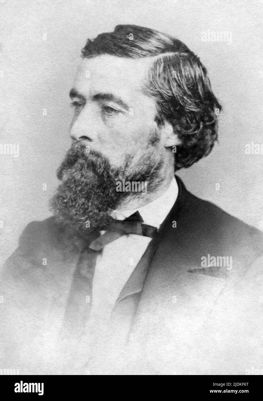 Un primo autoritratto c1850s di fotografo e fotoreporter americano Mathew Brady (c1822-1824 – 1896), senza occhiali, da un raro CDV (carte-de-Visite) prodotto da Brady's Studio a New York City. (USA) Foto Stock