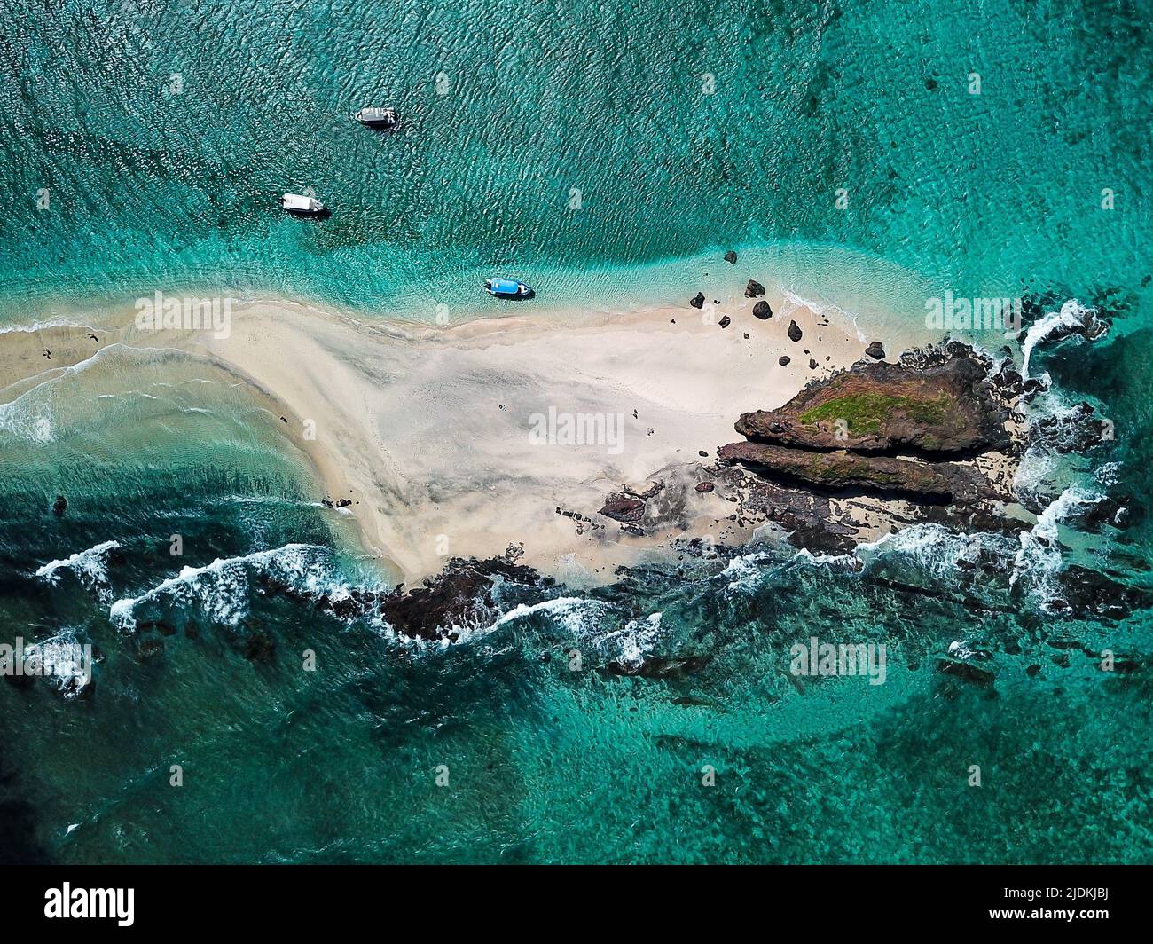 Visione aerea della laguna di Mayotte Foto Stock