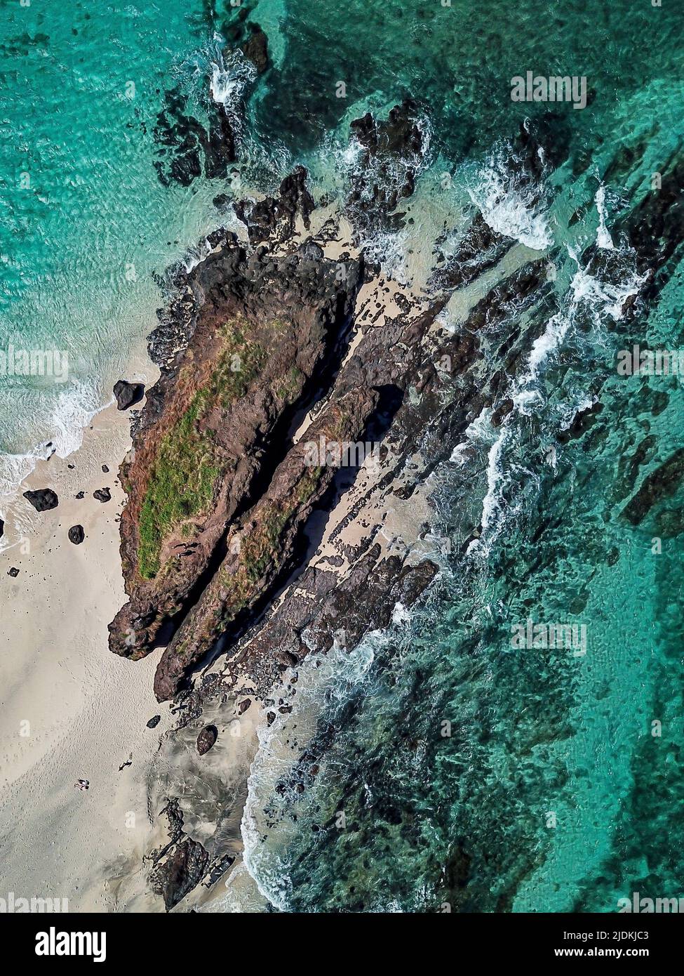 Visione aerea della laguna di Mayotte Foto Stock